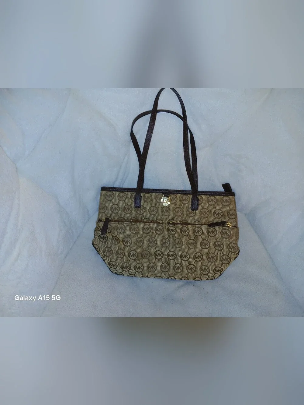 Michael Kors Brown Logo Canvas Tote Bag